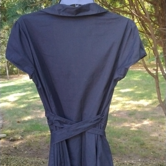 ALFANI Women's Deep Black Cap-Sleeve Wrap Knee-Length Dress, 69% cotton, SZ 10 - Picture 7 of 9